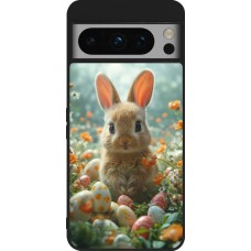 Google Pixel 8 Pro Case Hülle - Silikon schwarz Easter 2026 Rabbit in the garden
