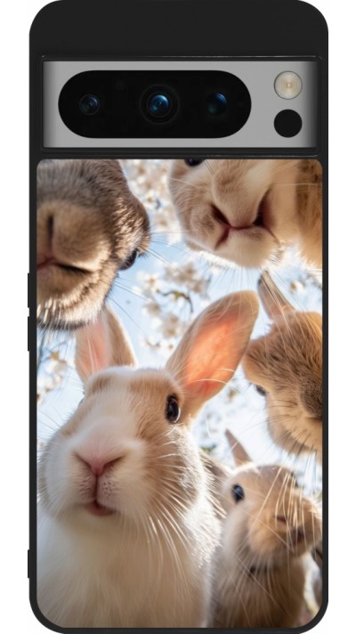 Google Pixel 8 Pro Case Hülle - Silikon schwarz Easter 2026 Rabbits