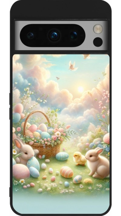 Google Pixel 8 Pro Case Hülle - Silikon schwarz Ostern 2025 Pastell Ostern