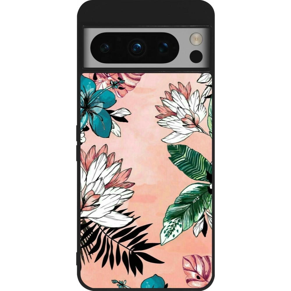 Google Pixel 8 Pro Case Hülle - Silikon schwarz Flowers Artprint