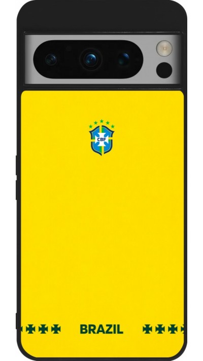 Google Pixel 8 Pro Case Hülle - Silikon schwarz Brasilien 2026 personalisierbares Fussballtrikot