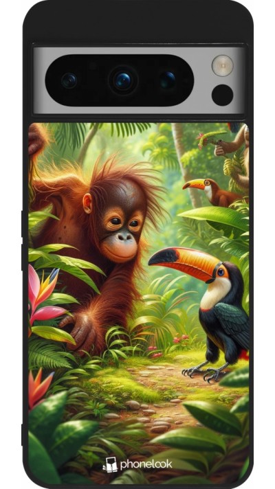 Google Pixel 8 Pro Case Hülle - Silikon schwarz Tropischer Dschungel Tayrona