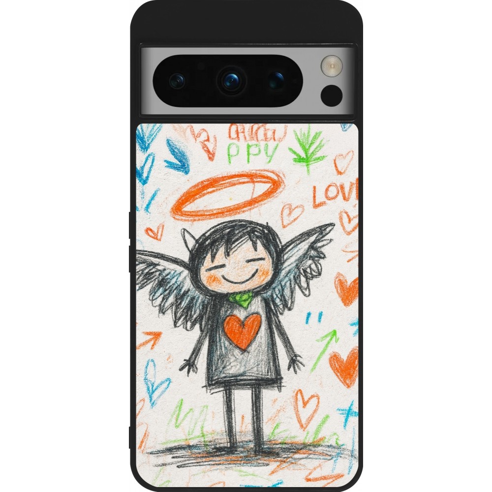 Google Pixel 8 Pro Case Hülle - Silikon schwarz Little Angel Sketch Love