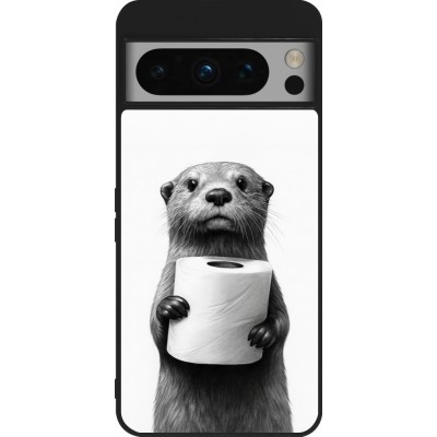 Google Pixel 8 Pro Case Hülle - Silikon schwarz Otter Toilettenpapier