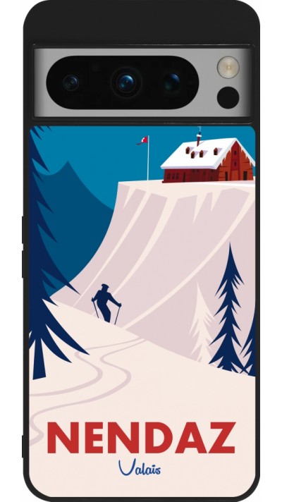 Google Pixel 8 Pro Case Hülle - Silikon schwarz Nendaz Cabane Ski