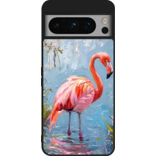 Google Pixel 8 Pro Case Hülle - Silikon schwarz Paint Flamingo