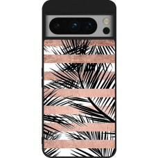 Google Pixel 8 Pro Case Hülle - Silikon schwarz Palm trees gold stripes