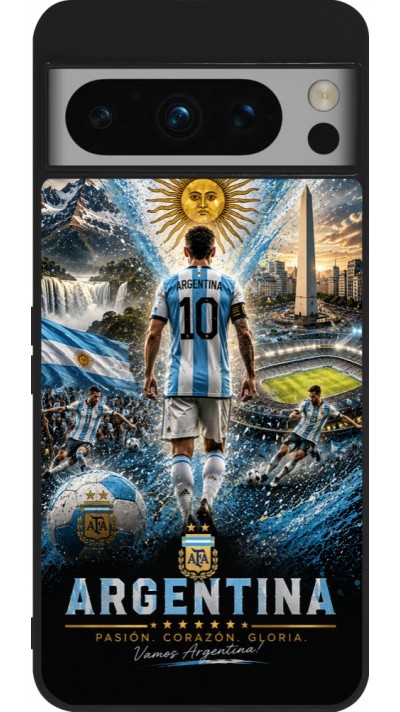 Google Pixel 8 Pro Case Hülle - Silikon schwarz Fussball Argentinien splash 2026