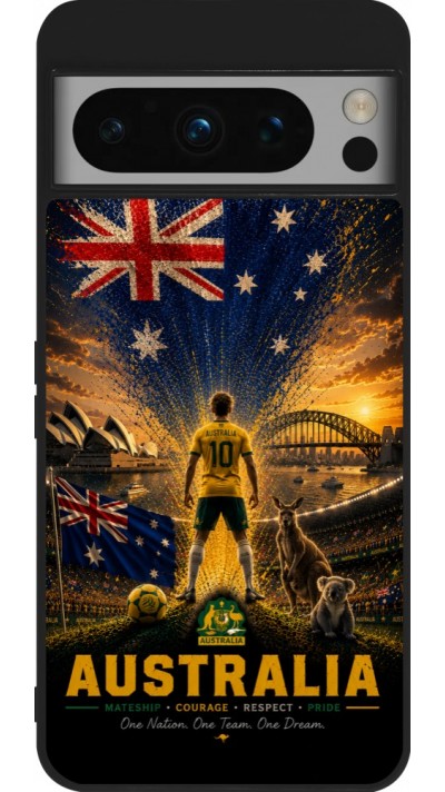 Google Pixel 8 Pro Case Hülle - Silikon schwarz Fussball Australien splash 2026