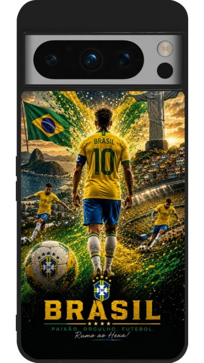 Google Pixel 8 Pro Case Hülle - Silikon schwarz Fussball Brasilien splash 2026