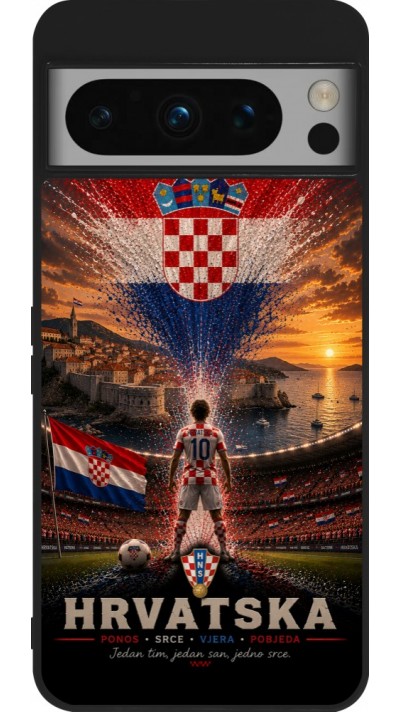 Google Pixel 8 Pro Case Hülle - Silikon schwarz Fussball Kroatien splash 2026