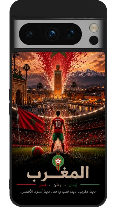 Google Pixel 8 Pro Case Hülle - Silikon schwarz Fussball Marokko splash 2026