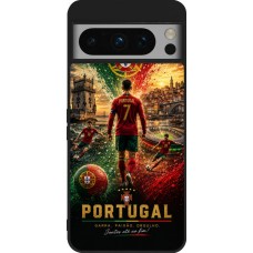 Google Pixel 8 Pro Case Hülle - Silikon schwarz Fussball Portugal splash 2026