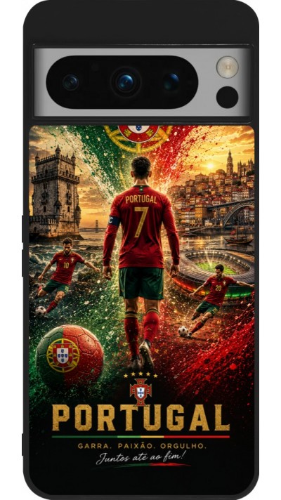 Google Pixel 8 Pro Case Hülle - Silikon schwarz Fussball Portugal splash 2026