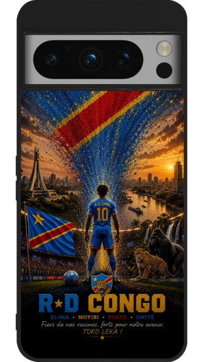 Google Pixel 8 Pro Case Hülle - Silikon schwarz Fussball Demokratische Republik Kongo splash 2026