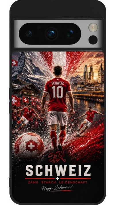 Google Pixel 8 Pro Case Hülle - Silikon schwarz Fussball Schweiz splash 2026