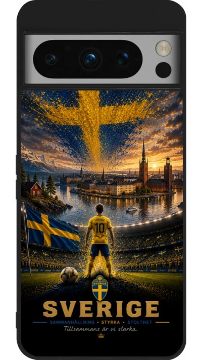 Google Pixel 8 Pro Case Hülle - Silikon schwarz Fussball Schweden splash 2026