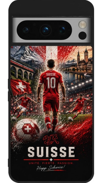Google Pixel 8 Pro Case Hülle - Silikon schwarz Fussball Suisse splash 2026