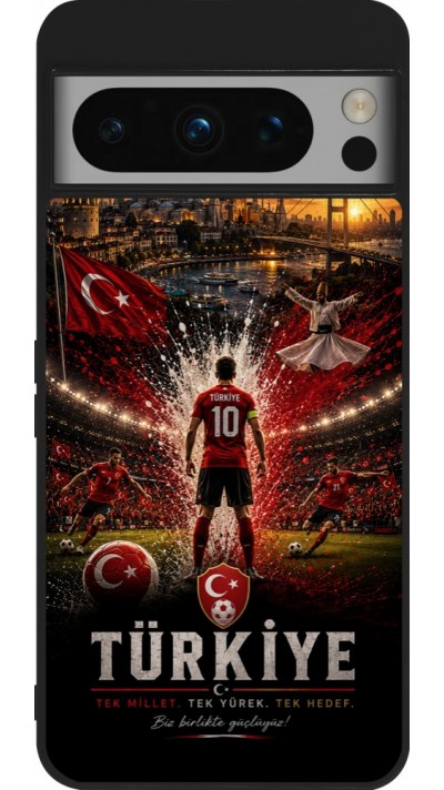 Google Pixel 8 Pro Case Hülle - Silikon schwarz Fussball Türkei splash 2026