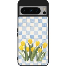 Google Pixel 8 Pro Case Hülle - Silikon schwarz Blue vichy tulips Spring 2026