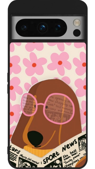 Google Pixel 8 Pro Case Hülle - Silikon schwarz Dog with newspaper Spring 2026