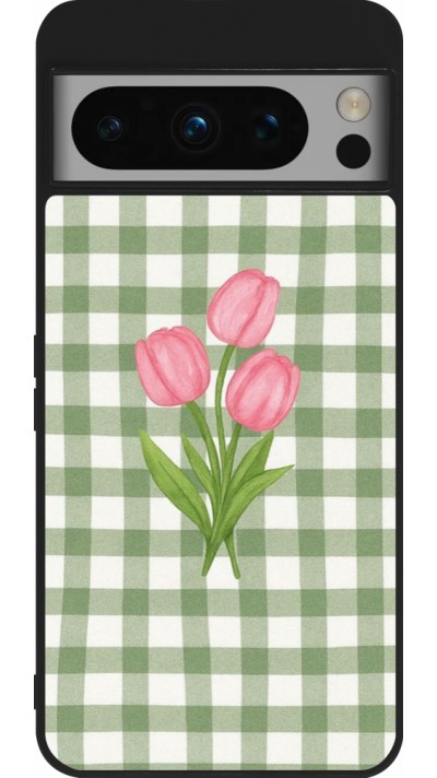 Google Pixel 8 Pro Case Hülle - Silikon schwarz Green vichy tulips Spring 2026