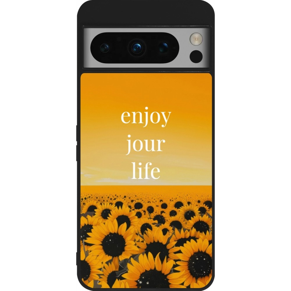 Google Pixel 8 Pro Case Hülle - Silikon schwarz Summer 2025 Enjoy your life