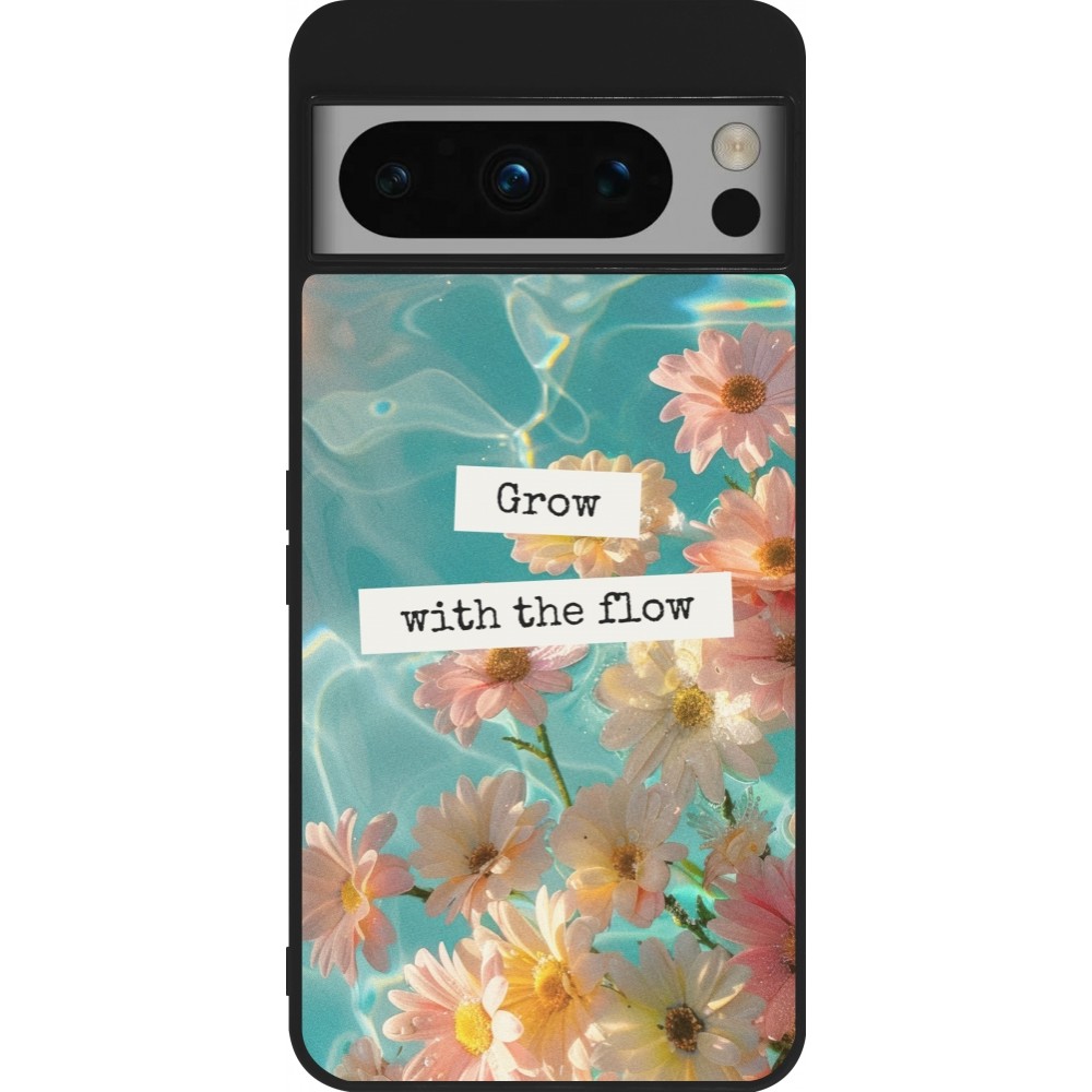 Google Pixel 8 Pro Case Hülle - Silikon schwarz Summer 2025 Grow with the flow