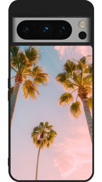 Google Pixel 8 Pro Case Hülle - Silikon schwarz Summer 2025 Palmiers