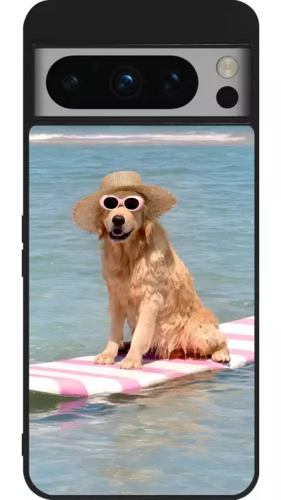Google Pixel 8 Pro Case Hülle - Silikon schwarz Summer Dog on Paddle