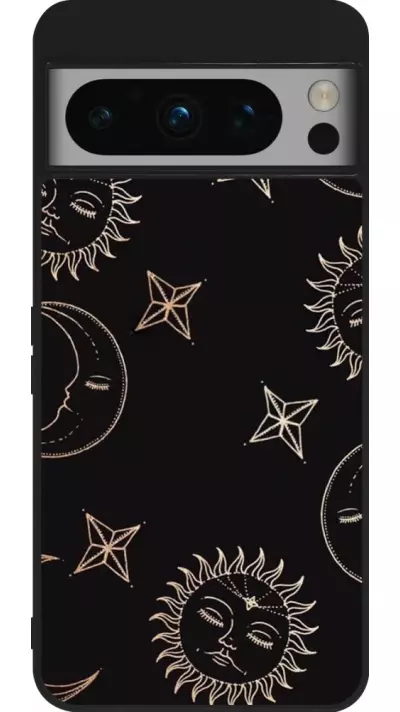 Google Pixel 8 Pro Case Hülle - Silikon schwarz Suns and Moons