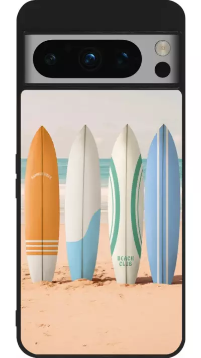 Google Pixel 8 Pro Case Hülle - Silikon schwarz Summer surfboard 2025