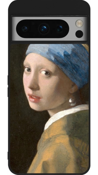Google Pixel 8 Pro Case Hülle - Silikon schwarz Kunstbild - Das Mädchen mit dem Perlenohrring - Jan Vermeer