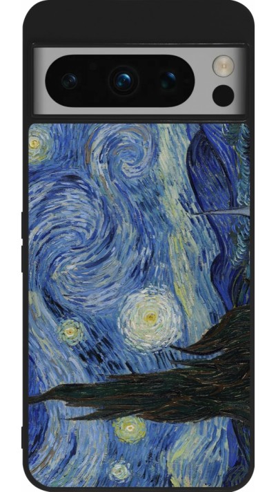 Google Pixel 8 Pro Case Hülle - Silikon schwarz Kunstbild - Sternennacht - Van Gogh
