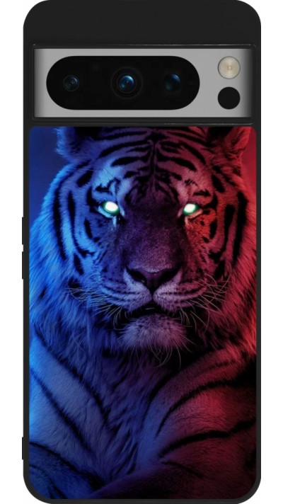 Google Pixel 8 Pro Case Hülle - Silikon schwarz Tiger Blue Red