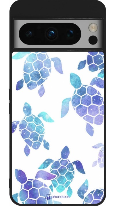 Google Pixel 8 Pro Case Hülle - Silikon schwarz Turtles pattern watercolor