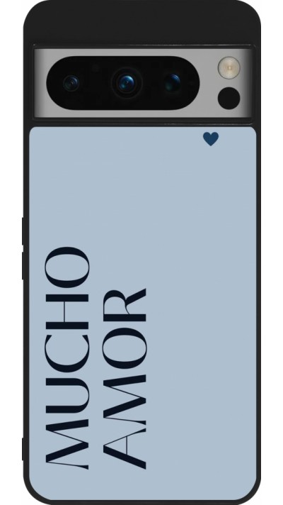 Google Pixel 8 Pro Case Hülle - Silikon schwarz Valentine 2024 mucho amor azul