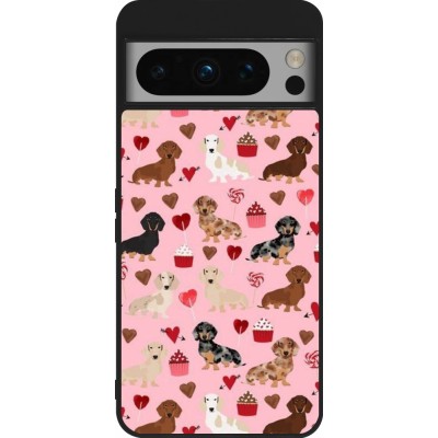 Google Pixel 8 Pro Case Hülle - Silikon schwarz Valentine 2024 puppy love