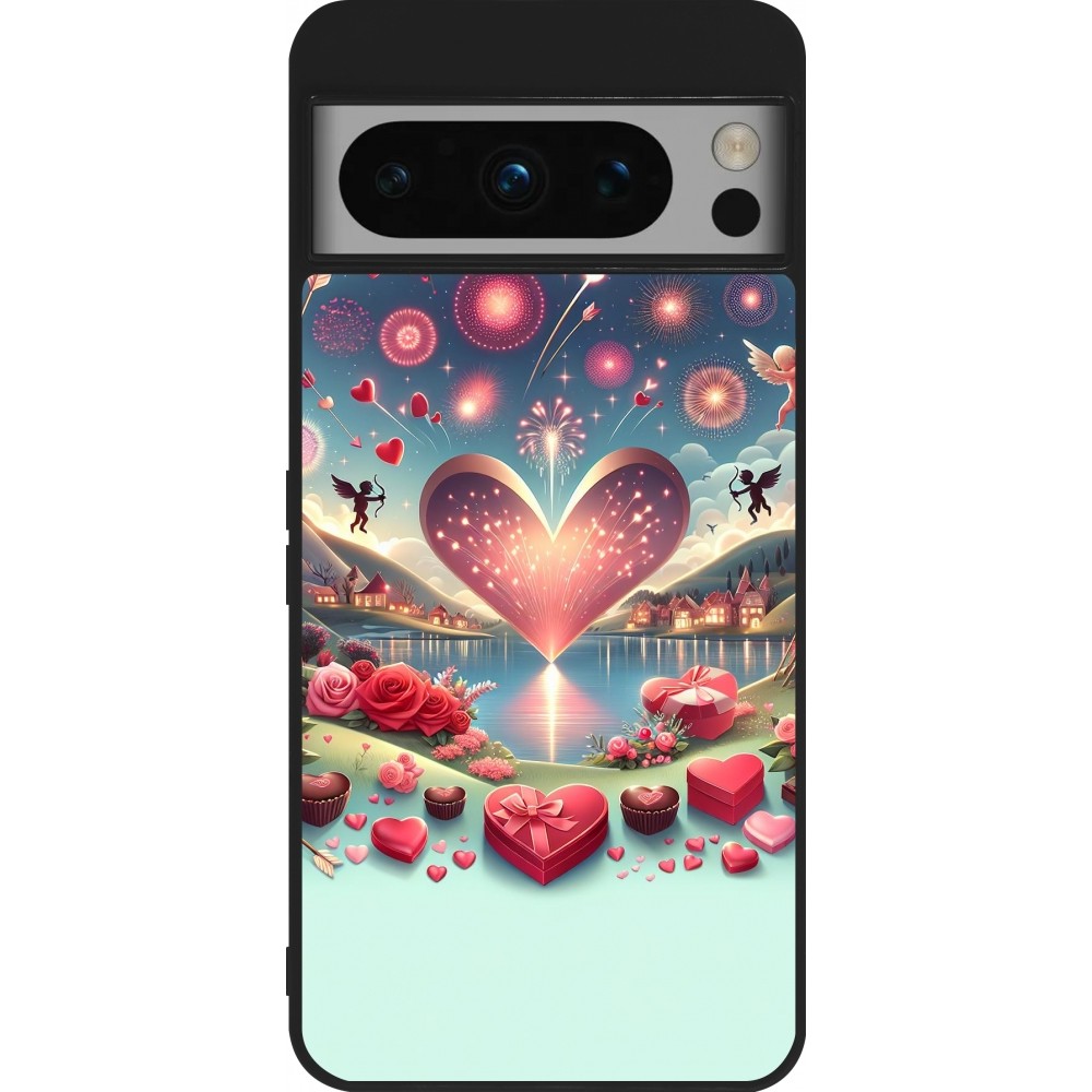 Google Pixel 8 Pro Case Hülle - Silikon schwarz Valentin 2025 Schick