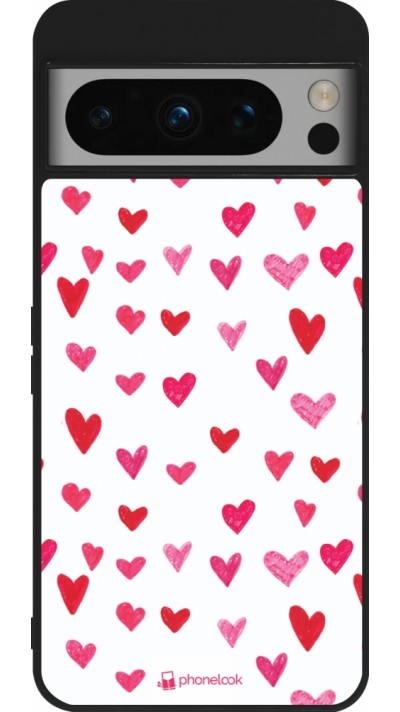 Google Pixel 8 Pro Case Hülle - Silikon schwarz Valentine 2022 Many pink hearts