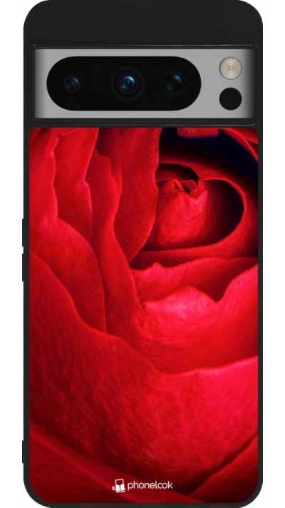 Google Pixel 8 Pro Case Hülle - Silikon schwarz Valentine 2022 Rose
