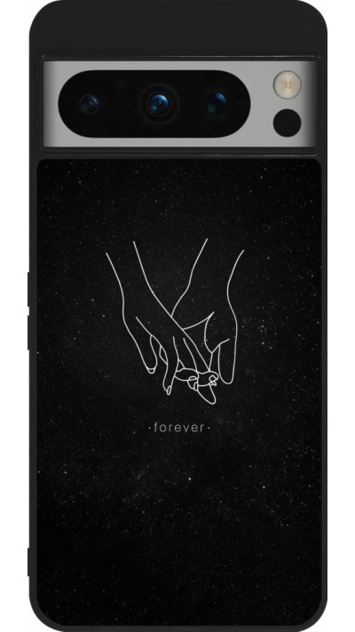 Google Pixel 8 Pro Case Hülle - Silikon schwarz Valentine 2023 hands forever