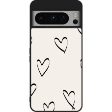 Google Pixel 8 Pro Case Hülle - Silikon schwarz Valentine 2023 minimalist hearts