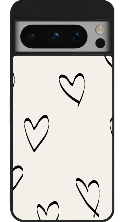 Google Pixel 8 Pro Case Hülle - Silikon schwarz Valentine 2023 minimalist hearts