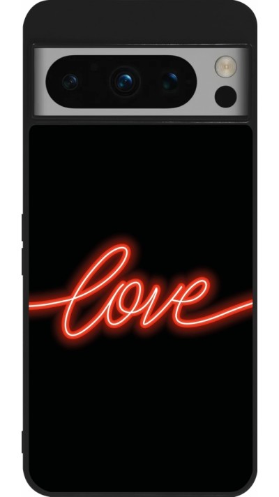 Google Pixel 8 Pro Case Hülle - Silikon schwarz Valentine 2023 neon love