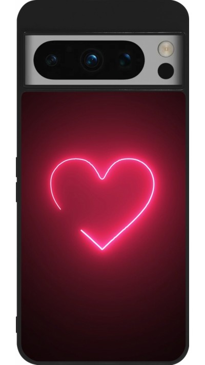 Google Pixel 8 Pro Case Hülle - Silikon schwarz Valentine 2023 single neon heart
