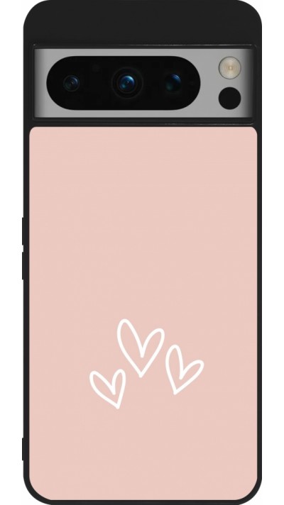 Google Pixel 8 Pro Case Hülle - Silikon schwarz Valentine 2023 three minimalist hearts