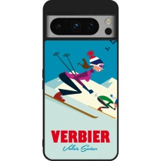 Google Pixel 8 Pro Case Hülle - Silikon schwarz Verbier Ski Downhill