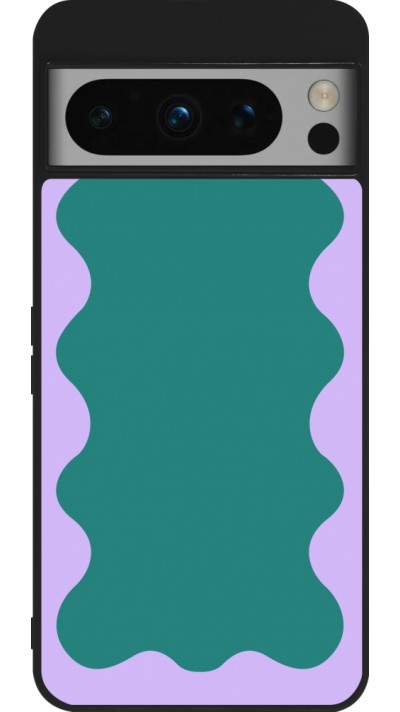 Google Pixel 8 Pro Case Hülle - Silikon schwarz Wavy Rectangle Green Purple