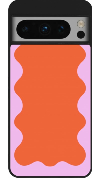 Google Pixel 8 Pro Case Hülle - Silikon schwarz Wavy Rectangle Orange Pink